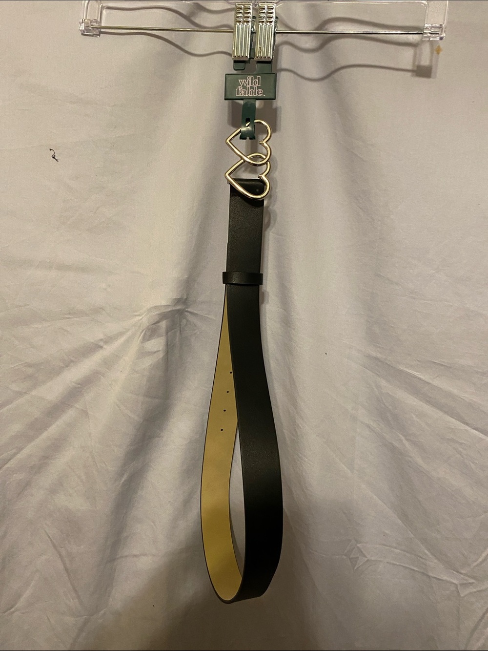 wild fable Black Belt with Gold Double Heart Buckle